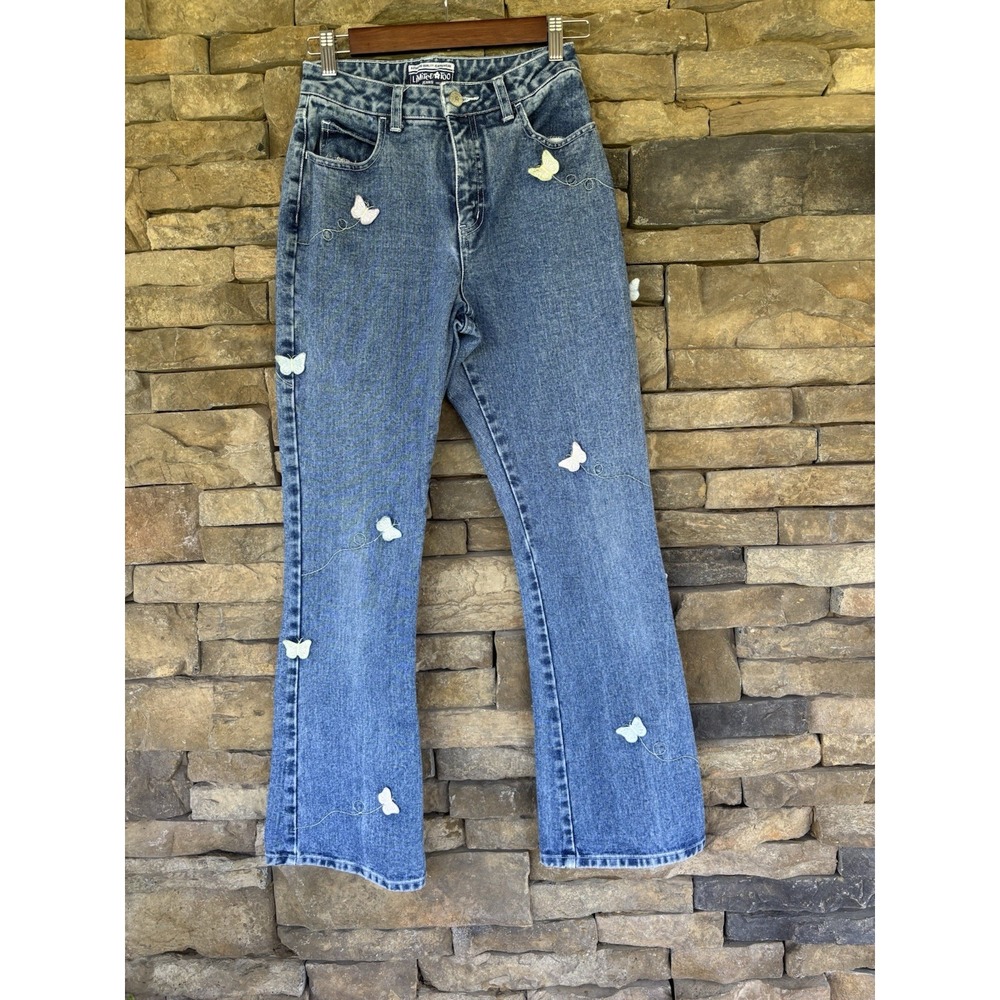Limited Too Girls Jeans Size 16 Slim Y2K 26in Waist Butterfly embroidered 2000s